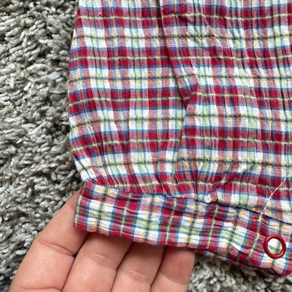Vintage Best Buddies Plaid Shortall Romper Embroidered Fishing Summer Fall 0-3M - Picture 5 of 9